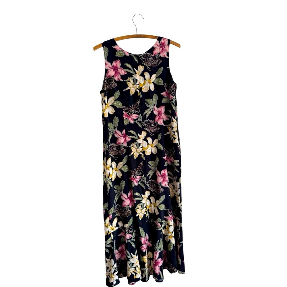 Paradise Originals Silk Tropical Scoop Neck Spring Wedding Guest Dress Size M